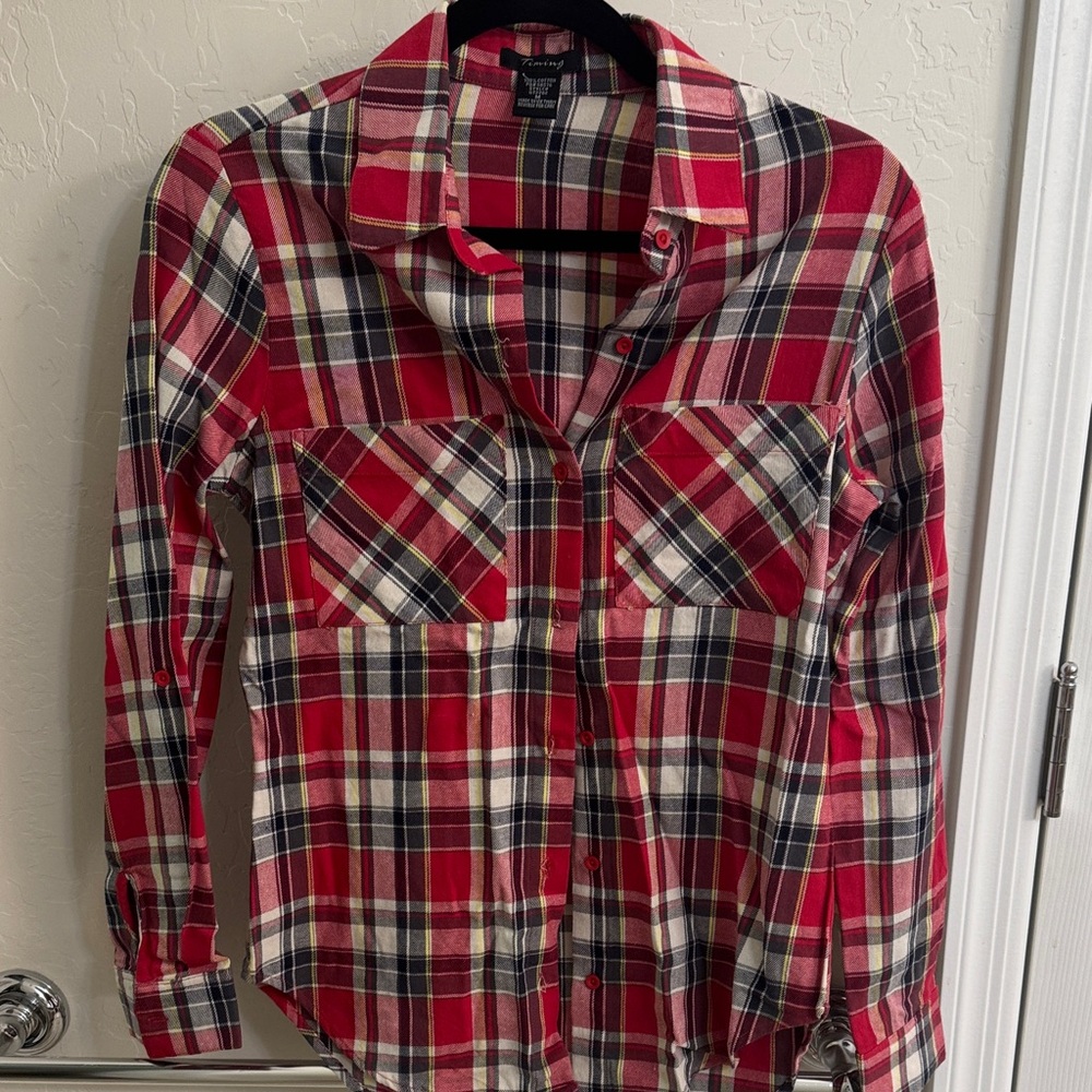 Timing Red Plaid Button Down Shirt